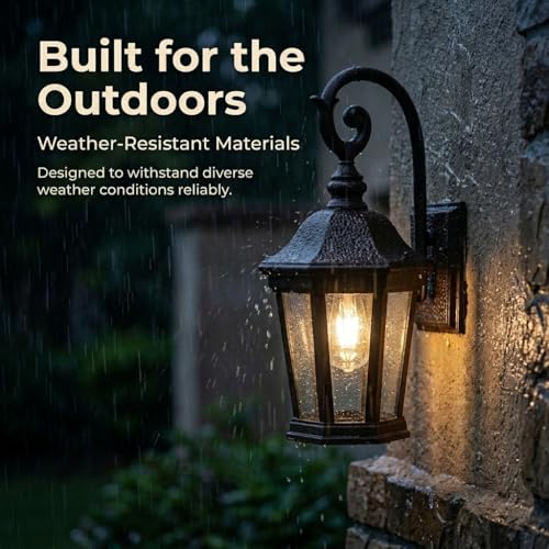 Image of Brown Exterior Wall Sconces, 21'' Large Outdoor Porch Light Fixtures