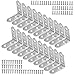 HQdeal Équerre de Fixation, 20 Pcs Support d'angle Droit en forme de L, Équerre Angle 90 Degrés en Acier Inoxydable, Équerre étagère 40mm x 40mm Équerre de Coin avec 80 Pcs Vis (Argent)