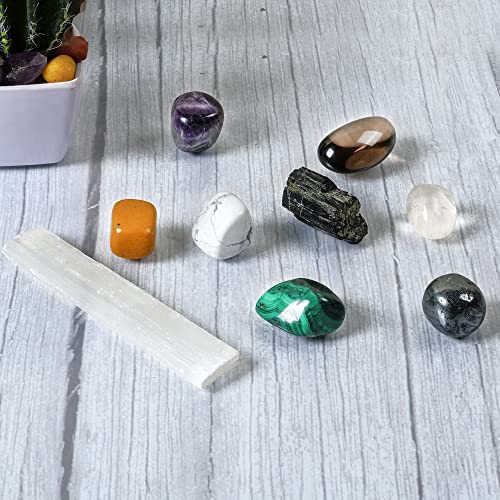 Healing Premium Grade Crystals And Healing Stones For Protection – Obsidian, Yellow Aventurine, Malachite, Hematite, Amethyst, Tree Agate, Quartz, Selenite, Tourmaline - Crystal Kit #TOP4