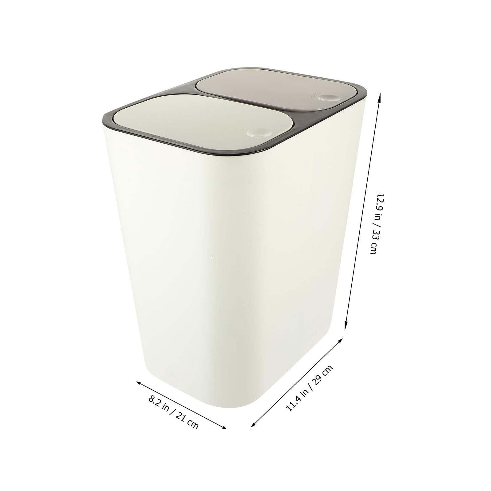 GANAZONO Doble Compartimento de Pp Blanco Diseño Simple y Versátil para Cocina y Hogar Tapa y Función de Pulsador