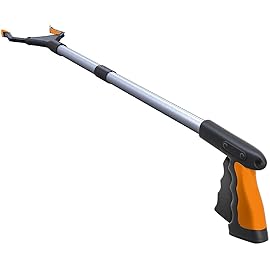 FitPlus 2024 Upgrade PowerGrip T9, Grabber Reacher Tool, Wide Jaw, Foldable, Steel Cable, with 96 Grip Points for Firm Grip, Magnet Orange, 32 Inch (Pack of 1)