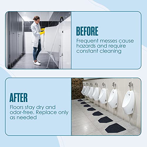 Image of Urinal Mats, Urinal Mats for Men Bathroom, Large, Black, 17.25x20.5 inch, 24PK | Houseables Floor Pads, Disposable Toilet Matt, for Pee, Commercial, Reusable, Urine, Splash Guard, Drip, Restroom, Mens Room