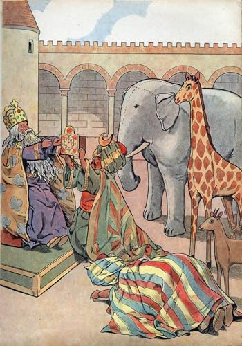 Peinture sur Toile Cadeau Historique Charlemagne Éléphant Girafe Horloge