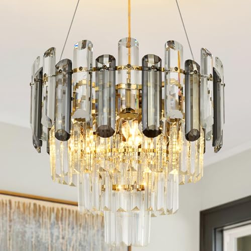 Lustre en cristal gris moderne anti-éblouissement pour couloir sombre