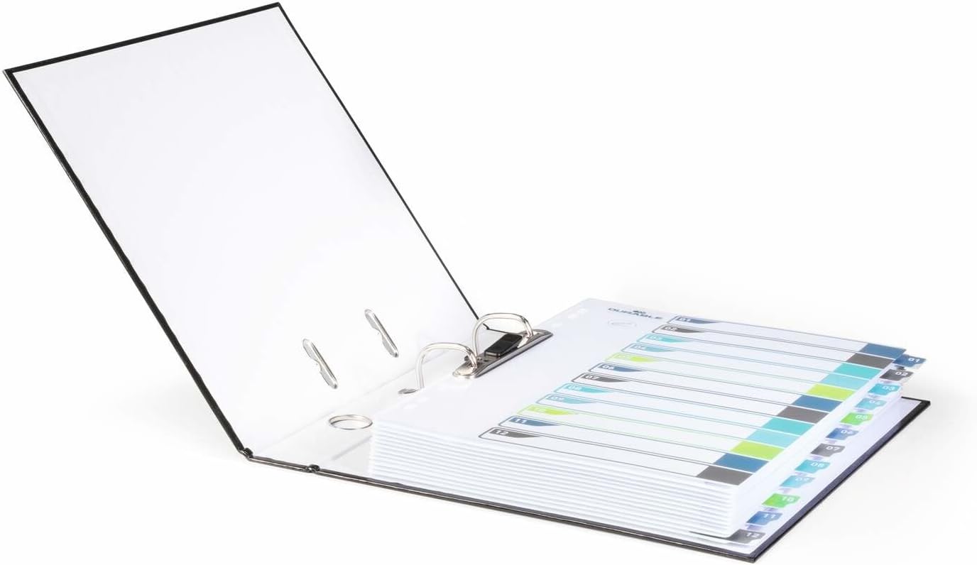 Durable Index Set 1-12 A4+ Portrait, Writable Index Sheet, 100% Recyclable, Multi-Coloured