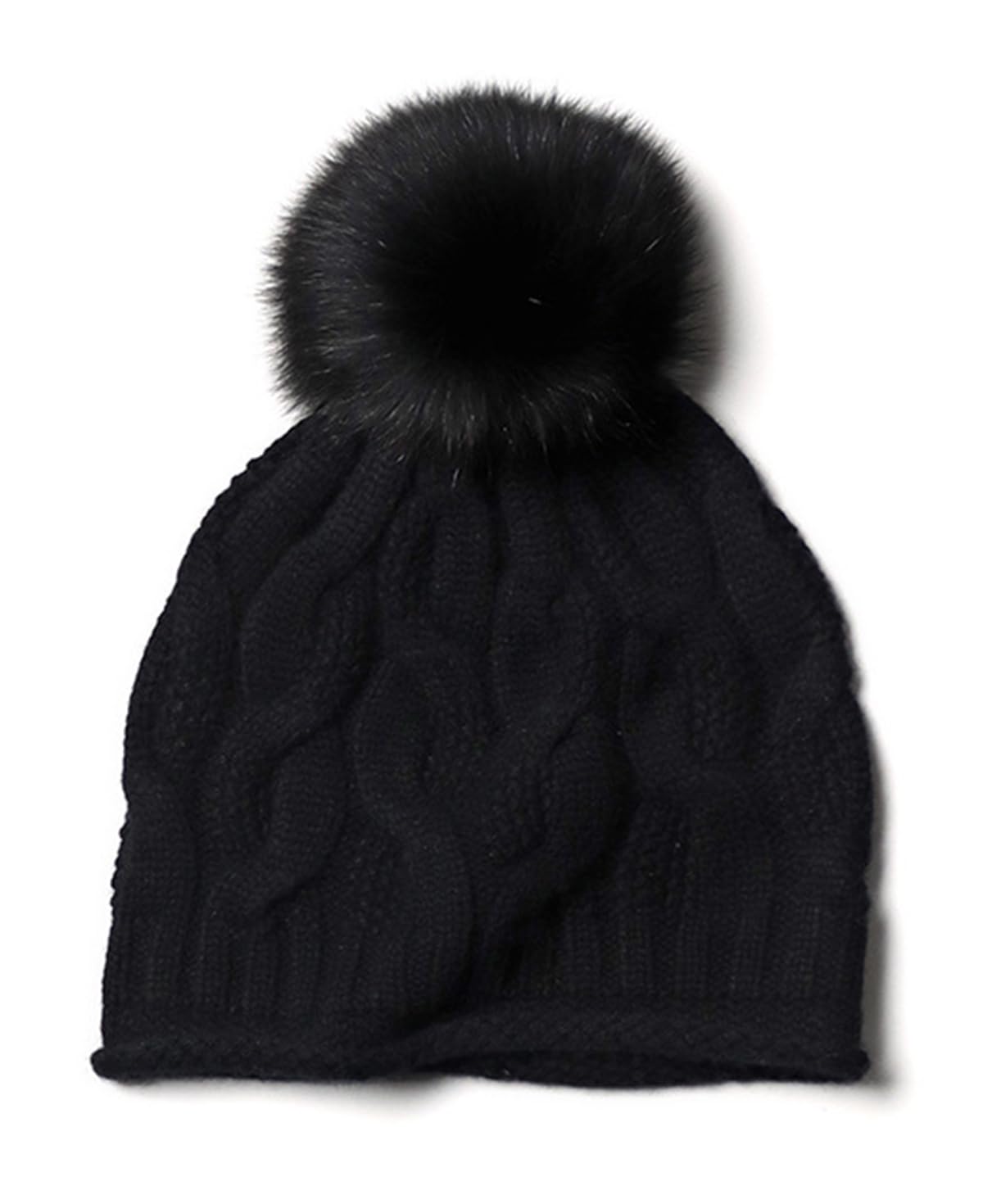 YUONNY Damska dzianinowa czapka beanie z dużym odpinanym pomponem, 100% kaszmiru, miękka, ciepła dzianinowa czapka z pomponem, damska zimowa wszechstronna czapka z pomponem z zawijanymi krawędziami