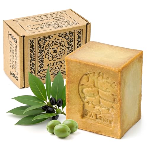 MUT22 Jabón de Alepo 95% Oliva y 5% Laurel - Para Piel Sensible y Seca - Limpieza Suave y Nutritiva con Ingredientes Naturales y Artesanales