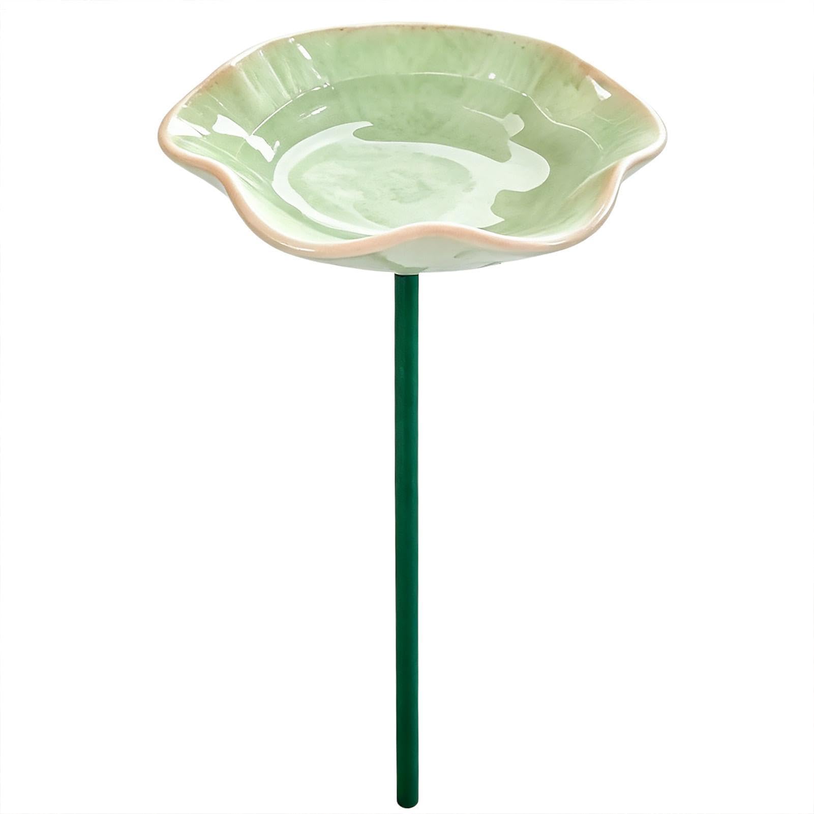 Bee Watering Station For Garden, 11.8In Flower Shaped Butterfly Bowl With Spike, Handmade Ceramic Colorful Flower Bee Water Feeder & Butterfly Bird Bath, For Outdoor Outside Yard Lawn Patio Deck