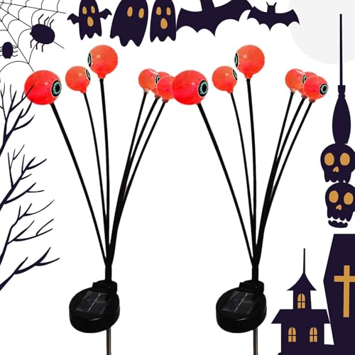 Lumières sur piquet à globe oculaire pour un chemin d'Halloween terrifiant