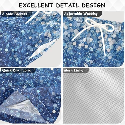 Pigsaly Boys Swim Trunks Denim Blue Light Blue Gradient Flashing Glitter Boys Board Shorts Swimsuit Swimwear 2T3