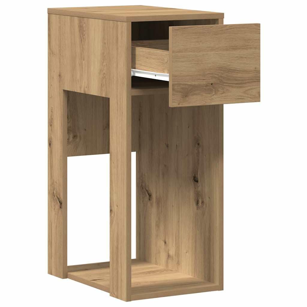 Mobile per computer con cassetto in rovere Artisan, 30 x 44 x 74 cm, spazio per PC e accessori, ufficio, postazione di lavoro, casa, studio