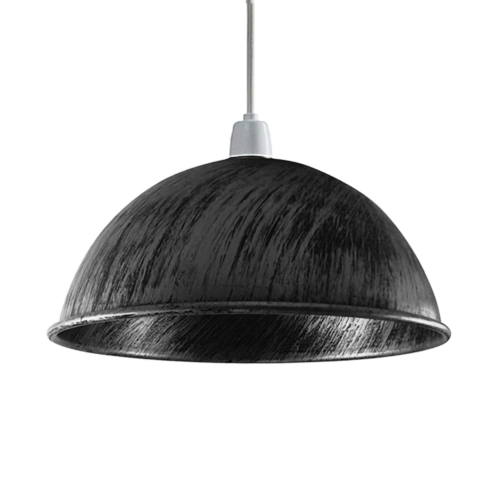Metal Lamp Shades, 21cm Brushed Silver Light Shade, Modern Lampshades for Ceiling Lights, Wall Lamps and Floor Lamps, Easy Fit Pendant Light Shades Ceiling for Living Room, Bedroom, Kitchen, Hallway