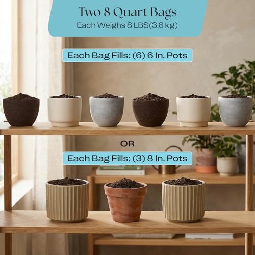 Image of Rosy Soil Houseplant Potting Soil, 8 Quarts, Pack of 2 | Organic Indoor Potting Mix with Biochar and Worm Castings, For Monstera, Pothos, Tropical Indoor Plants, Peat Free