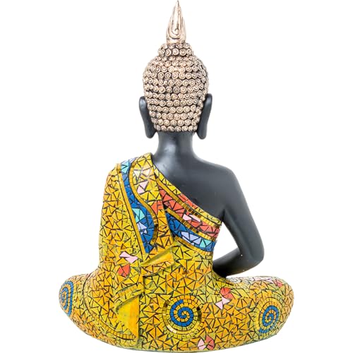 Bouddha mosaïque couleurs statue résine 41 cm grand format objet déco zen - 3