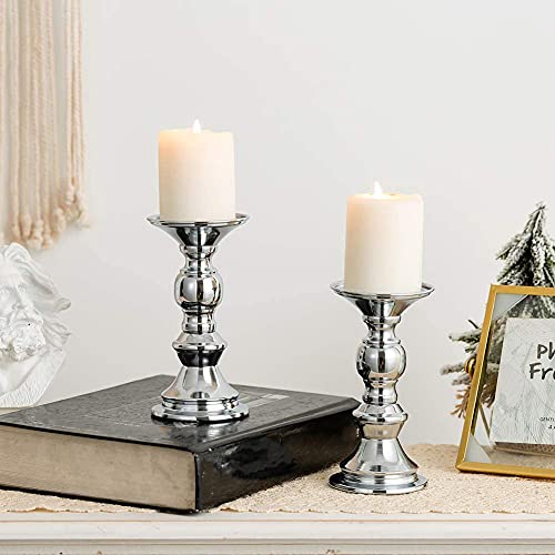 image for Tbkoly 2 Candlestick Metal Pillar Candle Holders, Wedding Centerpieces