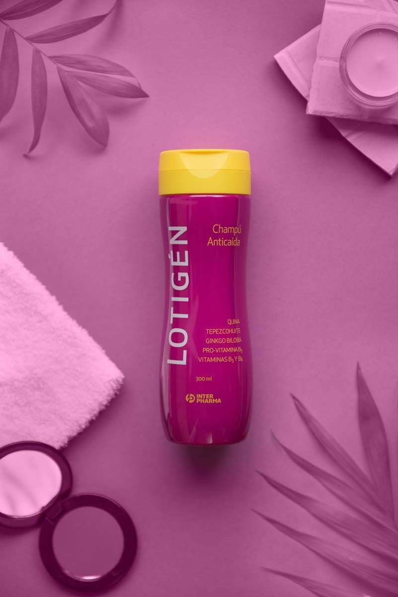 INTERPHARMA SA Lotigén Champú Anticaída 300 ml – Ginkgo Biloba, Quina, Tepezcohuite, Vitaminas, Pantenol – Cuidado de Cabello Fino y Frágil