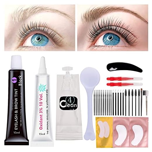 Lash T-i-n-t Kit Black, 15ml Eyelash D-y-e, Full Brow T.i.n.t. Set With Tools, DIY Eyelash Eyebrow T-i-n-ting Makeup At Home, Be Voluminous And Energetic For 6 Weeks(Black Stain Mascara Look)