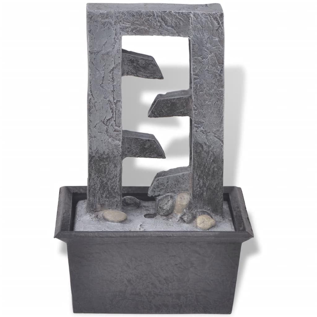 Fontana da interni con luce a LED, gioco d'acqua in poliresina, per soggiorno e giardino, 15,8 x 11,8 x 24 cm, con pompa e illuminazione, decorazione rilassante a cascata per terrazza e