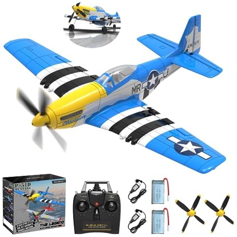 CKYSCHN RC Plane 4 Channel Remote Control Airplane with 3 Modes, VOLANTEXRC P51 Mustang RC Airplane for Beginners Adult, Xpilot Stabilization, One Key Aerobatic Ready to Fly Cover