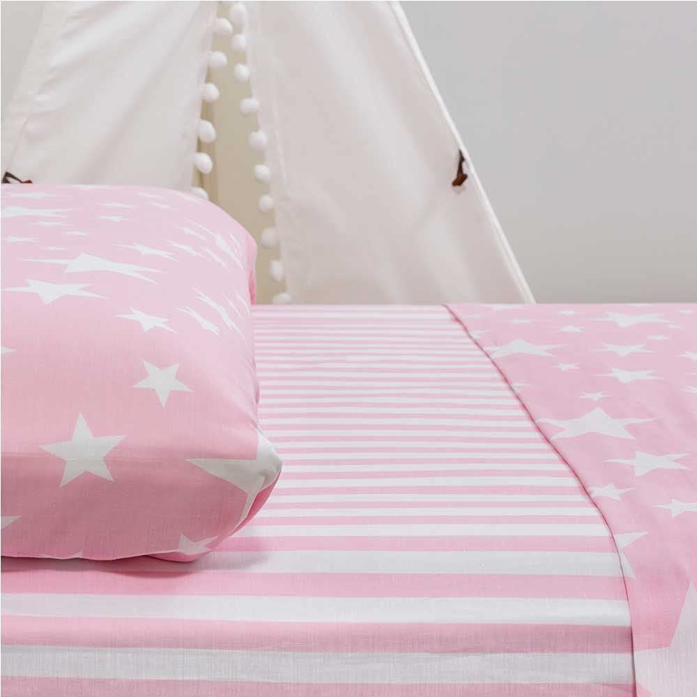 COTTON ARTean Set di lenzuola per bambini/ragazzi, modello: Givette Pink, per letto da 90 x 190/200, 50% cotone, 50% poliestere, colore: rosa