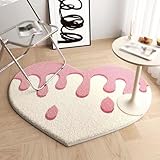 Heart Shaped Fuzzy Soft Bedroom Carpet, Carpets for Living Room, Cute Indoor Non-Slip Pink Bedroom Rug for Girls Living Room, Nursery, Dorm, Bed Side, Home Decoration (Cream)