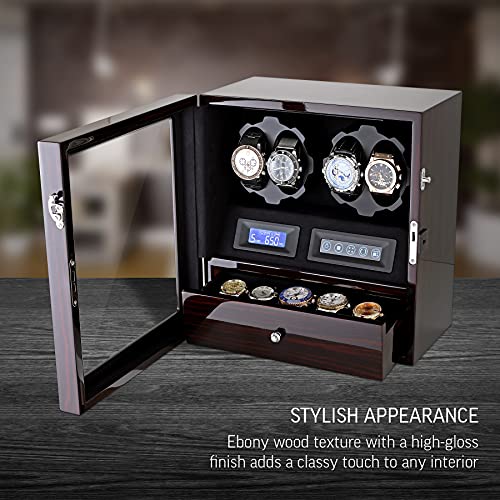 4-Watch-Winder-with-5-Watch-Storage-Space-LCD-Display-Touch-Control-and-Interior-Backlight-Ebony-Black-Velvet