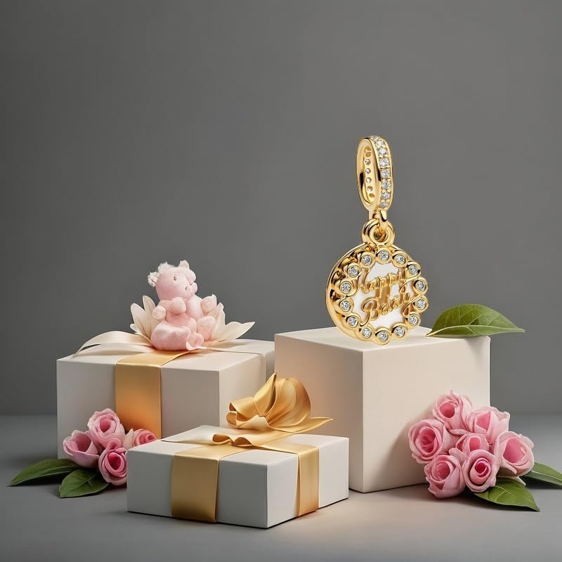 Gold Heart Family Charms Bead for Bracelets and Necklaces Jewelry Charm for Women Valentine Mother's Day - Image 3