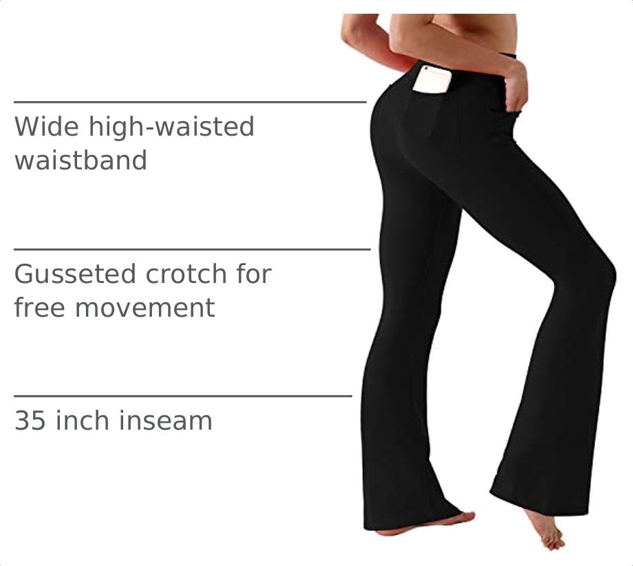 Image of BUBBLELIME Women Out Pockets High Waist Bootlegs Tummy Control Yoga Flared