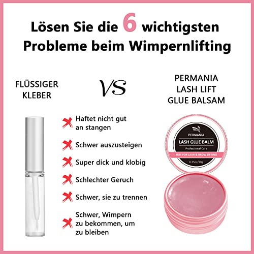 3. Bild von PERMANIA Wimpernlifting Kleber, Wimpern Kleber für Wimpernlifting, Wimpernlifting Zubehör, Lash Lifting Glue Balm Rosenduft, Schnell Trocknend, mit Kleinem Pinsel -10g