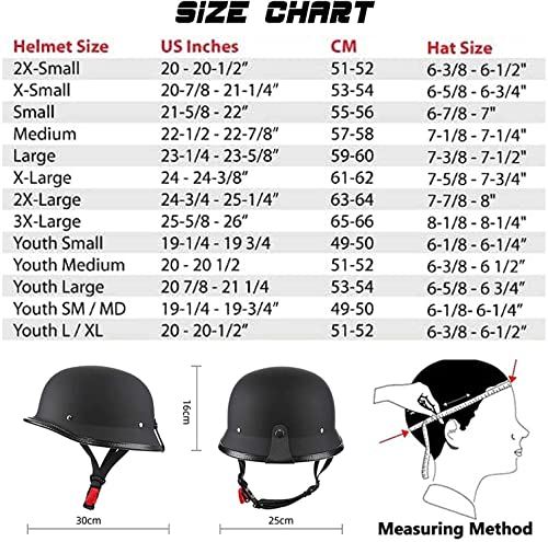 Retro Alemán Estilo Moto Casco ECE Homologado Moto Jet Medio Casco, Retro, de Media Cara, para Bicicleta Casco para Scooter de Verano, Motocicleta, Bicicleta para Hombres y Mujeres A,L - imagen 7