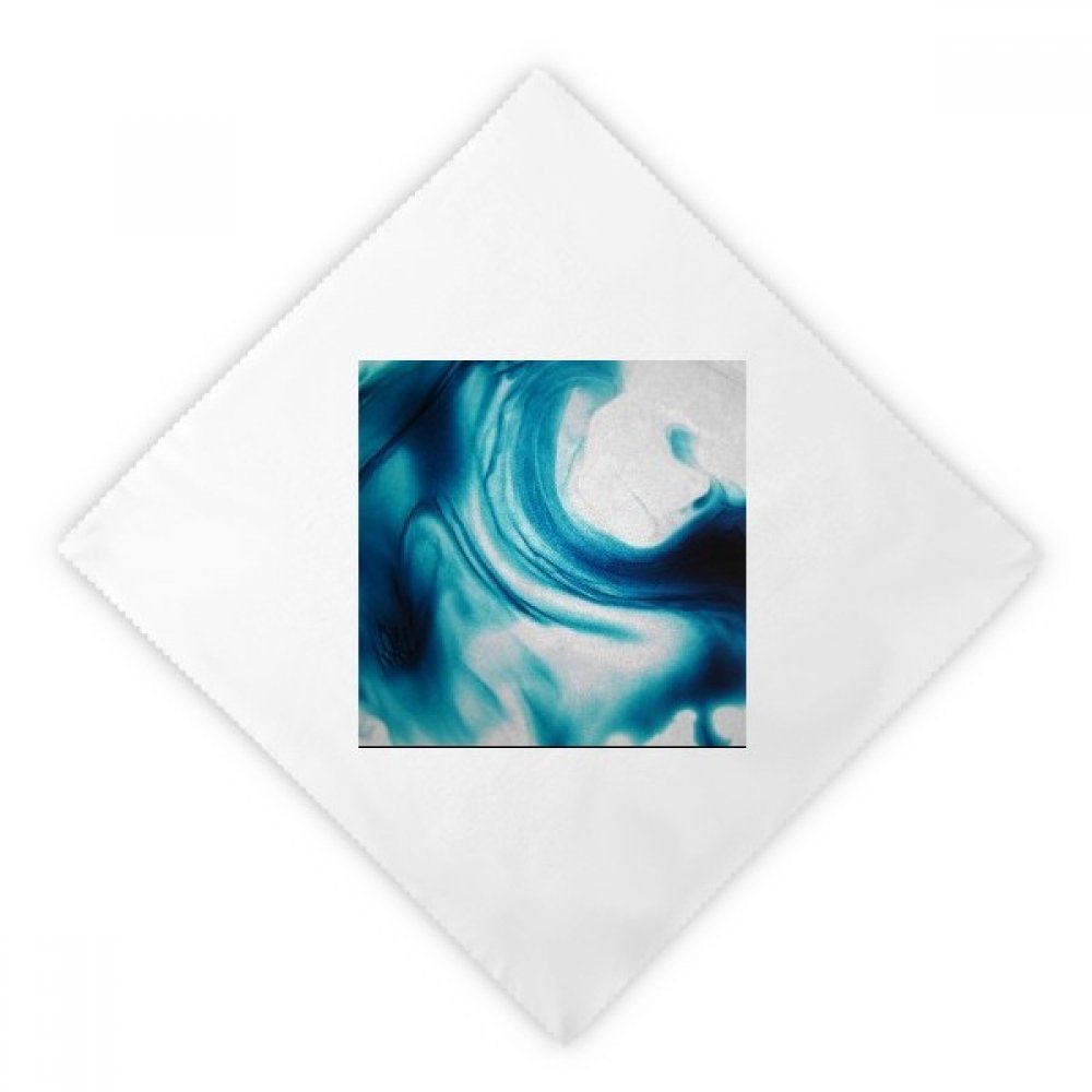 Servilletas blancas de tela reutilizables con elegante diseño abstracto azul líquido