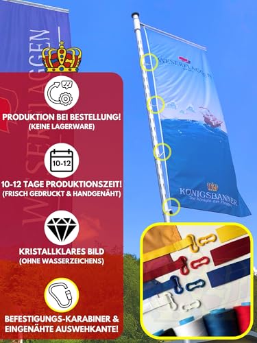 KÖNIGSBANNER Zertifizierte Flagge Fahne Glaisin - LWL 20 x 30cm - Kleinfahne mit zwei Befestigungsbändern aus deutscher Flaggen-Manufaktur
