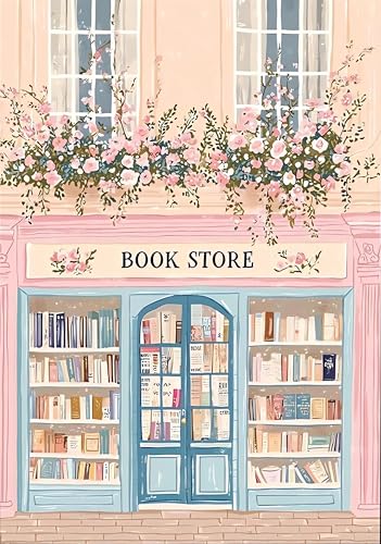 DAZZLEDOTS Diamond Art Kits for Adults Pink Book Shop Diamond Painting Kits for Adults Beginners DIY Diamond Dots Bookstore 5D Full Round Drill Gem Art Painting Kits for Home Wall Decor 12x16 inch