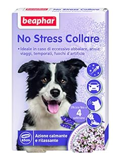 Beaphar No stress, collare calmante alla Valeriana per cani, riduce lo stress e i problemi comportamentali, 1 collare 65 cm Grigio