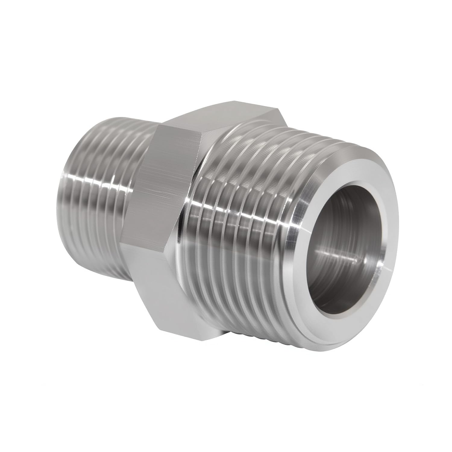 Boquilla hexagonal reductora en acero inoxidable 304 con rosca NPT mecanizada