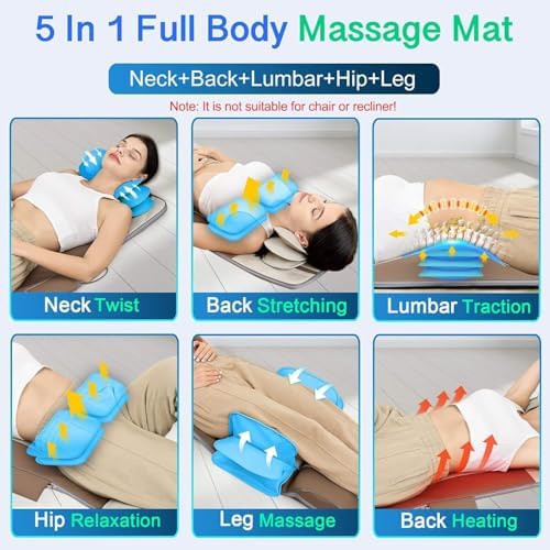 Full Body Massage Mat, 3D Body Stretching & Lumbar Traction, Back Heating, Traction Up & Down, Curve Stretch, Twist Left & Right, 4 Modes 3 Intensities 3 Heat Levels, PU Leather, Foldable, Fit 5'1-6'2 — view 2
