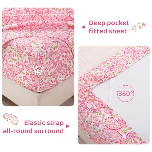 Image of Mooreeke Cozy Floral Paisley Microfiber Printed Full Sheet Set