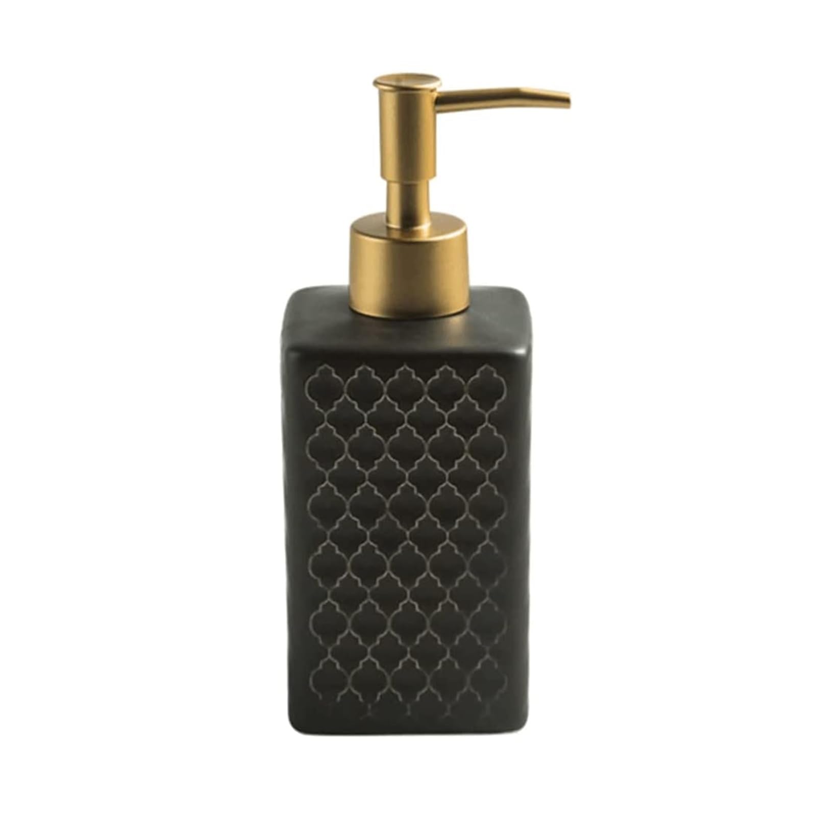 WDSOPK Bathroom accessories Ceramic Soap Dispenser Mesh Embossed, Soap Pump Gold Rustproof Pump Lotion Dispenser with Leakproof Pump Home & Kitchen (Black)