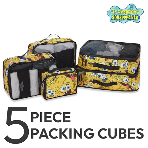 SpongeBob SquarePants Packing Cubes Set – 5-Piece Travel Luggage Organizer with SpongeBob, Patrick & Mr. Krabs – Fun Packing Essential for Kids, Teens, and Adults2