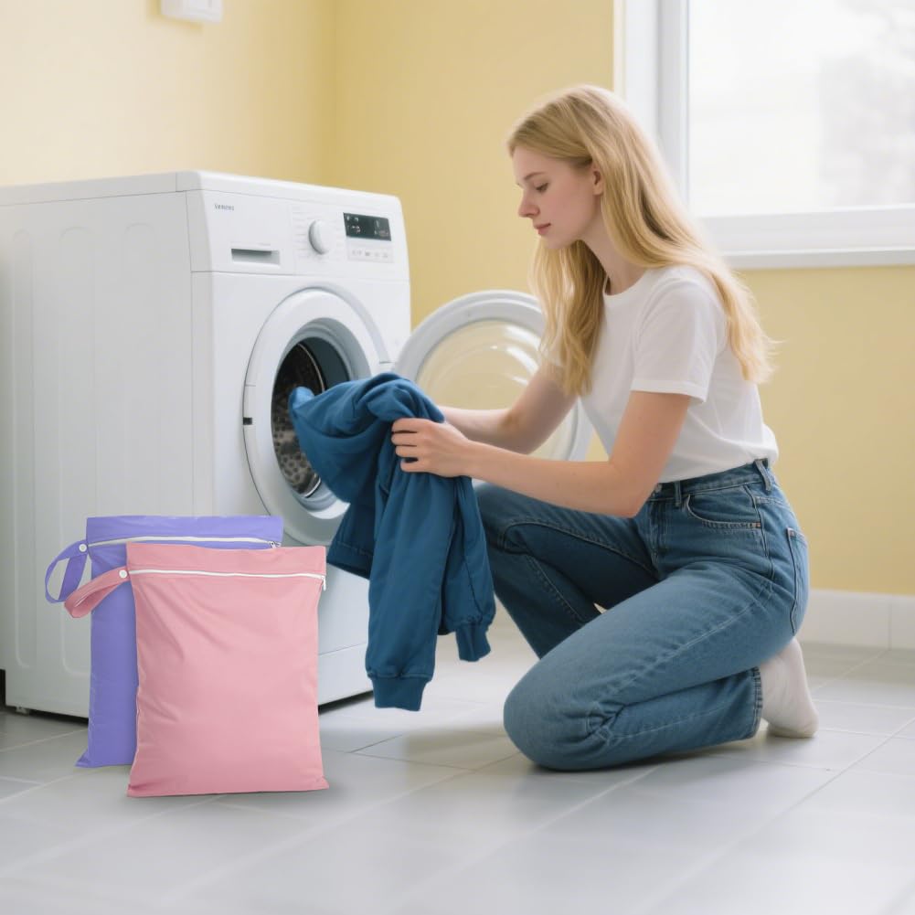Sac Linge Sale, Sacs Étanches pour Linge Sale, Sac à Couches Lavable avec Poignée et Fermeture Éclair, pour Maillots de Bain Mouillés, Salle de Sport, Plage