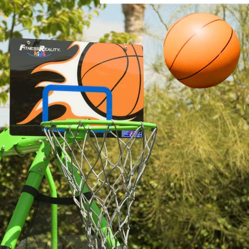 Fitness Reality Kids Sports Series Outdoor 8-Station Playground Set - Comes with Swing Set, Slide, Monkey Bars, a Basketball Hoop, and More - 107.5\" D x 157.5\" W x 104.5\" H - Green