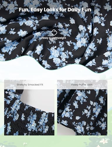 Image of PATPAT Family Matching Outfits Mommy and Me Dresses Floral Dress & T-Shirts | Mommy and Me Easter Dresses, Puff Sleeve Floral Sundress, Cotton Blend T-shirts, Couples Party Wedding Vacation Outfits