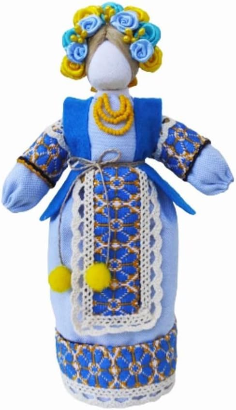 Exclusiva muñeca coleccionable de Ucrania Motanka, diseño eslavo, hecha a mano, hecha a mano en Ucrania, 7.5 pulgadas (azul)