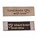 45 Count Sewing Labels Handmade with Love and Interlocking Hearts in Light Coffee 50mm x 15mm