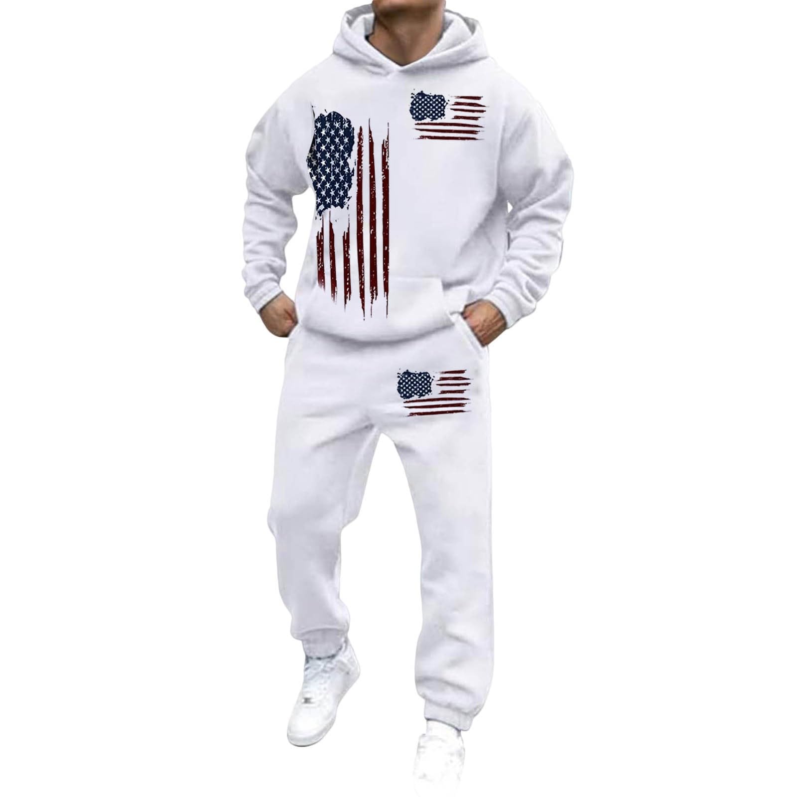Ensemble décontracté avec capuche imprimé 3D homme blanc taille L
