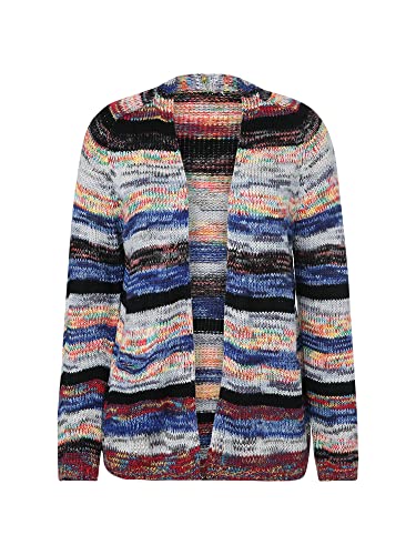 Women's Open Front Striped Cardigan Long Sleeve Cozy Knit Sweaters with Pockets3