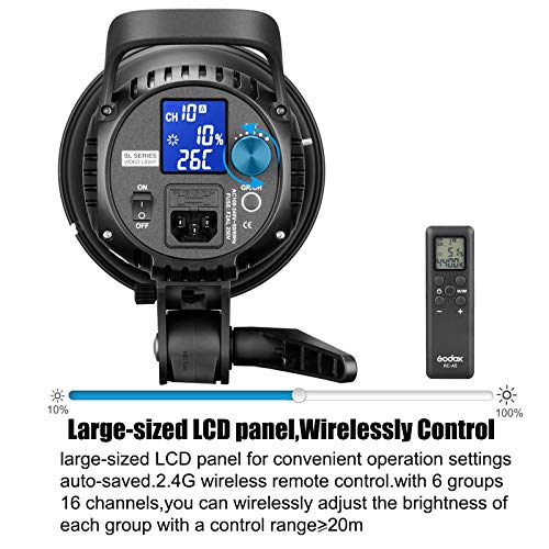 Godox SL-60W SL60W LED Video Licht Fotografie Licht 60W CRI95 5600±300K Bowens Mount, drahtlos anpassen Helligkeit, 433MHz Gruppierungssystem, für Videoaufnahme, Hochzeit mit Reinigungstuch - Image 3