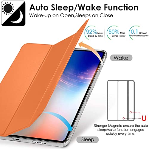 Image of DuraSafe Cases iPad PRO 11 Inch 1st [ PRO 11 1 Gen 2018 ] MTXN2HN /A MTXP2HN /A MTXR2HN /A MTXQ2HN /A MTXT2HN /A MTXU2HN /A Ultra Smart Auto Sleep /Wake PC Cover - Orange