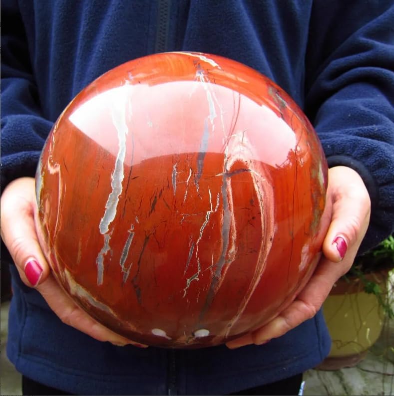 Riesige Natürliche Rote Jaspis-Kugel, Quarzkristall-Rohsteinkugel, Mineralischer Reiki-Stein, Entmagnetisierende Wahrsagungskugel-Heimdekoration,3-4kg