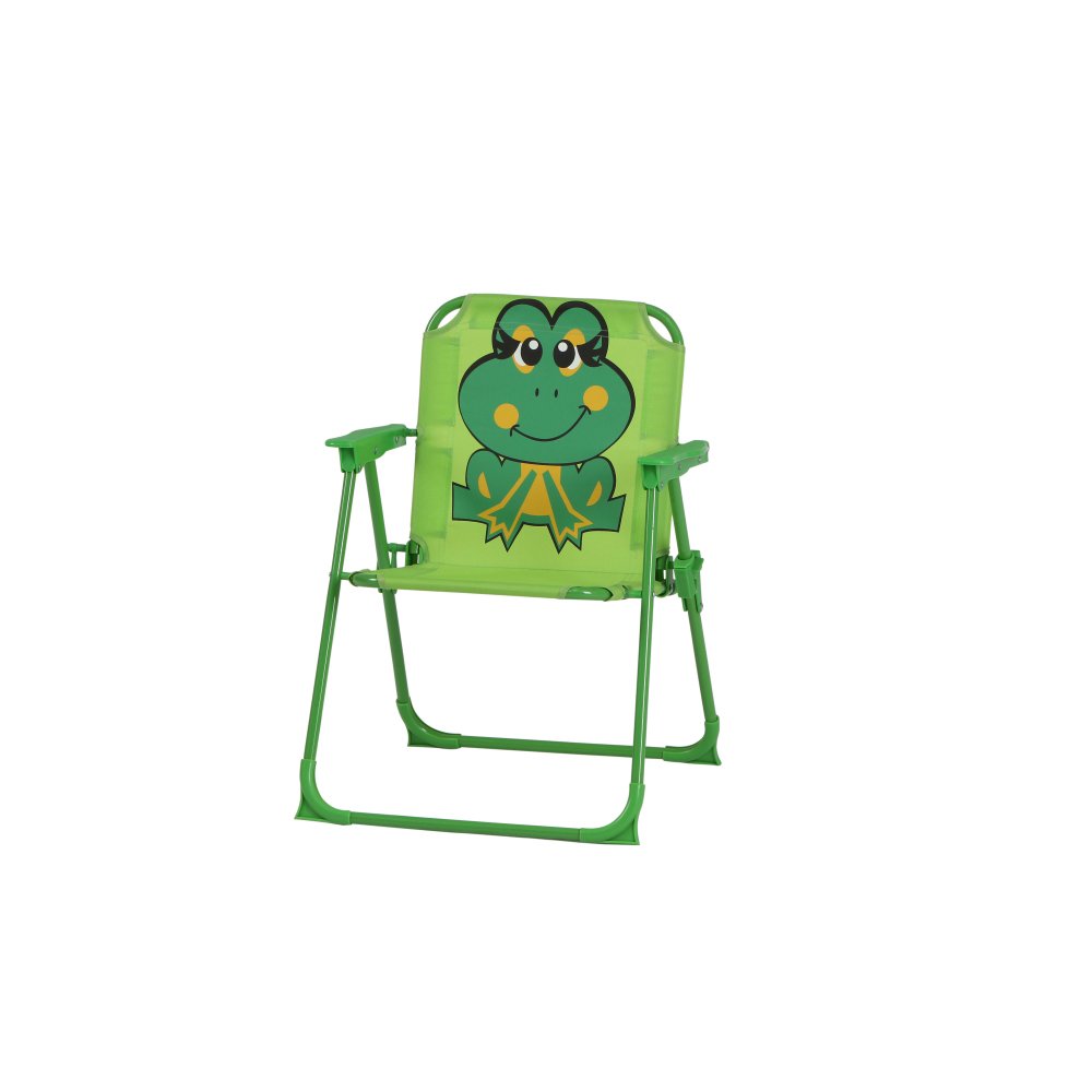 Siena Garden 672614 Froggy Set pour Enfants 2 Fauteuils Pliants + 1 Table + 1 Parasol Motif de Grenouille Acier Vert
